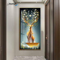 Golden Elk Modern Simplicity Tree Design Single Piece Crystal Art P4