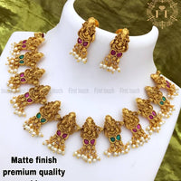 Matte finish vinayagar necklace with earring