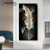 FREE SHIPPING -Diamond Shape Feather Single Canvas Painting Design Piece Art 110